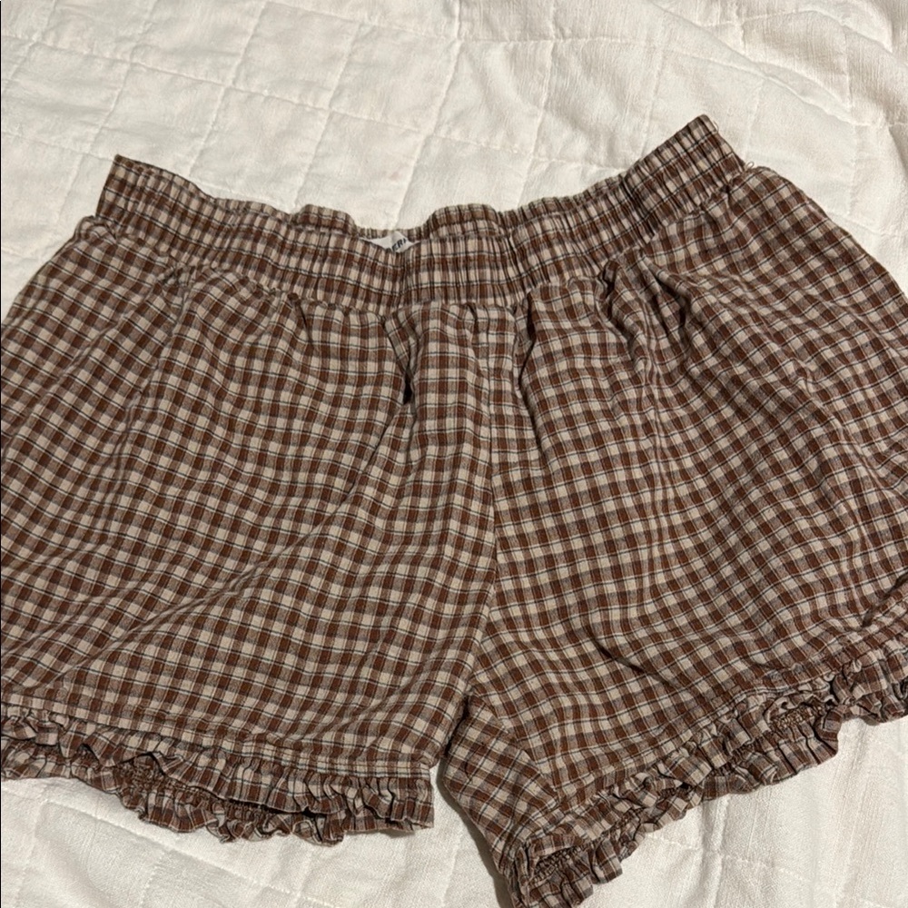 Brown Checkered Women's Shorts